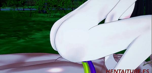 JoJo Hentai 3D - Lisa x Jotaro Boobjob, Cowgirl Fuck with creampie in her pussy - Hard Sex Animation